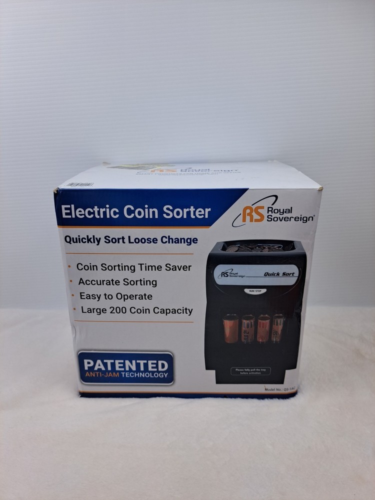 Royal Sovereign QS-1AC Quick Sort Coin Sorter Counter Machine Tested Works W Box