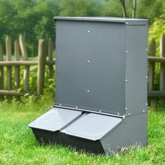 Uimoso Hog Feeder 3.7 Bushel Metal Double Door Pig Feeder Feeding up to 8 Hogs