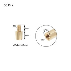 M2 x 4 mm + 3 mm Male to Female Hex Brass Spacer Standoff 50pc