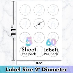 Lot 60-480 Koala Holographic Round Label 2″ Vinyl Sticker Paper for Inkjet Laser