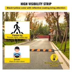 VEVOR Modular Rubber Speed Bump Driveway Cable Protector Ramp 6FT with 2 Channel