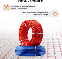 ZELCAN 2x300ft 1/2″ PEX-B Tubing Red+Blue Non-Barrier for Water Line