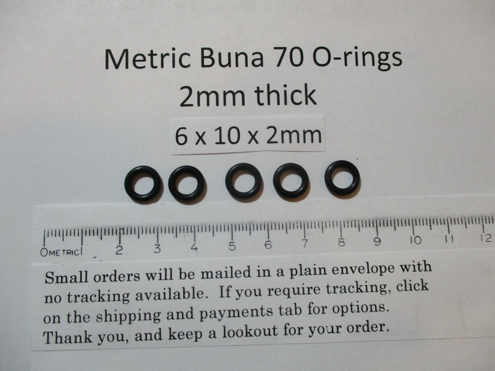 6mm ID x 10mm OD x 2mm thick O-ring. Buna-70. Quan 5.