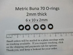6mm ID x 10mm OD x 2mm thick O-ring. Buna-70. Quan 5.