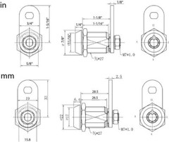 FJM Security 2400AL-KA Tubular Cam Lock with 1-1/8″ Cylinder and Chrome Finish,