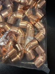 3/4″ x 3/4″ Copper C x C 90° Elbow Ell Plumbing Fitting – 25 Pieces
