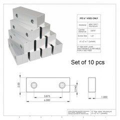 10 Packs (20pcs) 6 x 2 x 1″ Standard Aluminum Soft Jaws Set Fits Kurt 6″ Vises