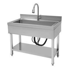 Used Commercial Sink Stainless Steel Sink Single Bowl Kitchen Sink w/ Faucet