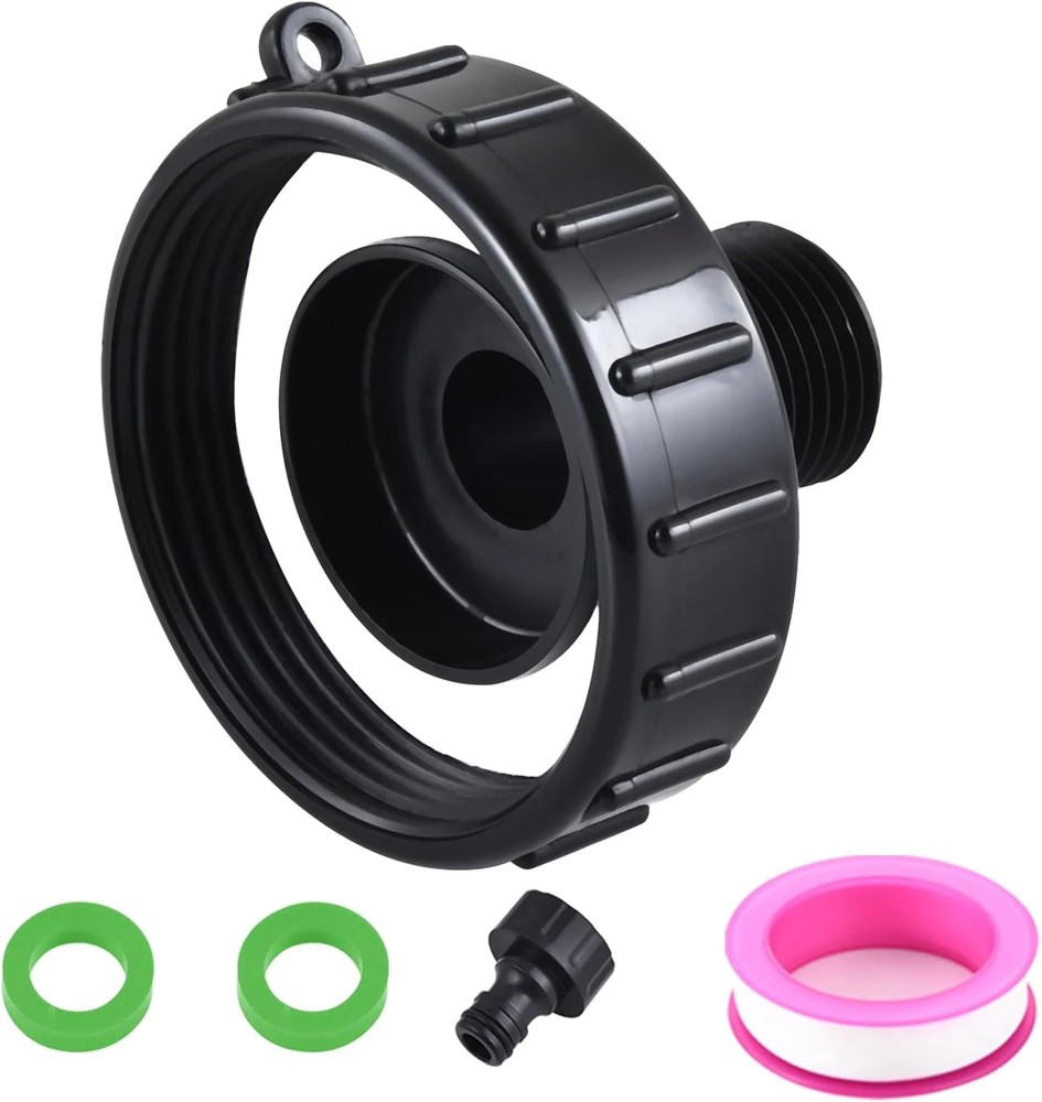 275 330 IBC Tote Tank Food Grade Drain Adapter 2.44″ (62mm) Fine Thread x 3/4″