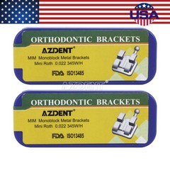 AZDENT Dental MIM Monoblock Metal Bracket Braces Mini Roth.022 345 Hooks