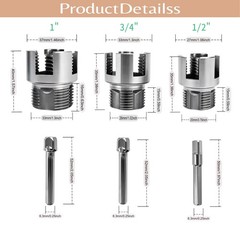 3Pcs Integrated Internal & External Pipe Threading Tool, ‎1/2″+ 3/4″+1″