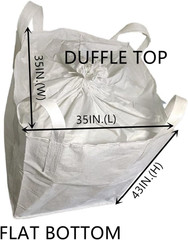 FIBC Bulk Bags 35″X35″X43″ – Pack of 10 Duffle Top, Flat Bottom | Heavy Duty Con