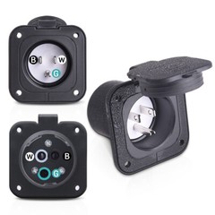 125V 15A Shore Power Inlet Port Plug NEMA 5-15P Male Receptacle RV Flanged Inlet