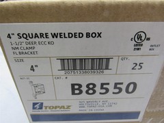 25 LOT NEW Topaz B8550 4-inch Square Welded Box NM Clamp FL Bracket 1-1/2-inch