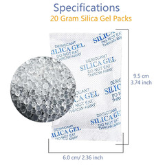 15 Pack 20 Gram Silica Gel Packs Desiccant Packets for Storage Moisture Packs