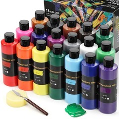 18 Colors Acrylic Paint Set (250 ml/8.45 oz Large Bottles), Non-for & Adults,…