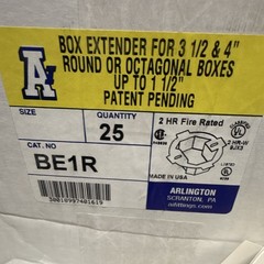 Arlington BE1R Box Extender 3-1/2″ & 4″ Round/Octagon 2hr FR White 25
