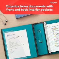 Heavy-Duty 3-Inch D-Ring Binder, Teal – Large Capacity 3-Ring Binder with Poc…