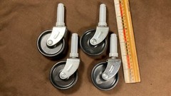 4 Light-Duty Plastic Metal Stem Black Caster Vintage Style (4-Pack) Castors