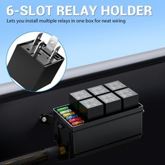 Universal 12V Automotive Relay Box, 6 Way Relay Fuse Box 12 AWG Fuse Circuit Box