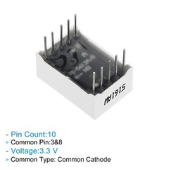 20Pcs Common Cathode 7Segment 10Pin 1Bit 3.3V 0.56″ LED Display White