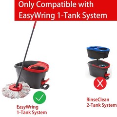 2 Pack Mop Heads Replacements – 40% More Cleaning 2pcs 1-Tank Red, Red