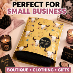 Boho Skull Poly Mailers 10×13 Designer Shipping Bags Self Seal Gothic