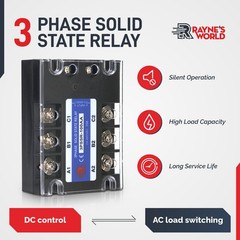 100 Amp AA 3 Phase Solid State Relay-AC to AC-70-280VAC Control 24-480VAC Load