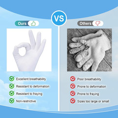 100% Cotton Gloves, 6 Pairs White Cotton Gloves for Dry Hands Sleeping Moisturiz
