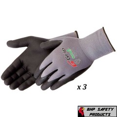 G-Grip Work Glove Ultra-Thin Nitrile Foam Grip Palm Coated Nylon Shell 3 Pairs