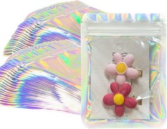 Holographic Bags 100pcs Mylar Bags 3×4 inches Resealable Bag with Party Favor…