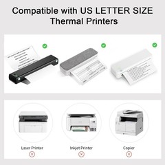 200 Sheets Thermal Printer Paper 8.5 x 11 Inches Multi-Type Kit (100 Folded &…