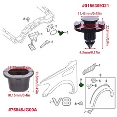38PCS Wheel Fender Flare Retainer Fastener Clips Fit for Nissan Armade Juke Mura