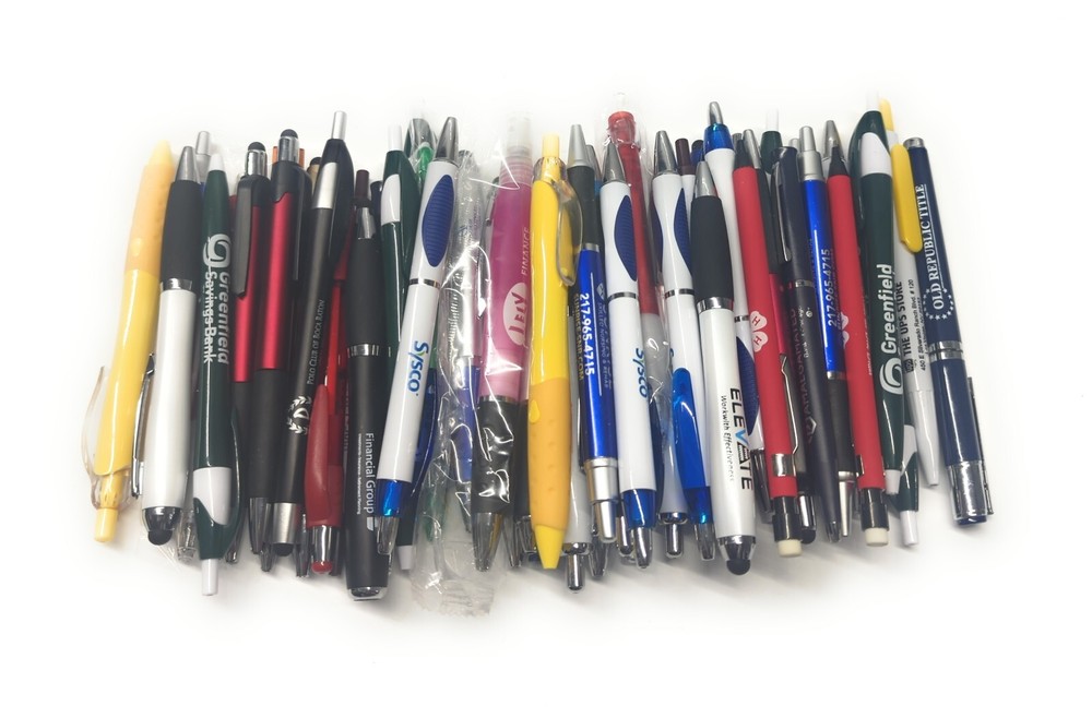 50ct Wholesale / Bulk Lot Misprint Ballpoint Ink Click Pens: Mixed Colors/Styles