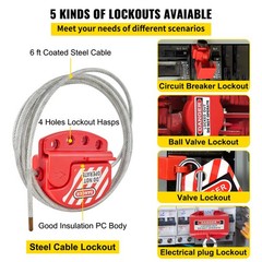 VEVOR 42PCS Lockout Tagout Kit Red Safety Padlocks Circuit Breaker Lockout Hasps