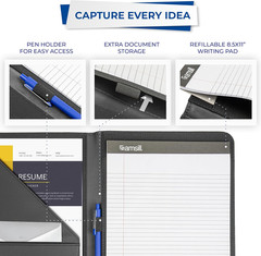 Contrast Stitch Faux-Leather Padfolio, Business Portfolio for Men and Women, Res