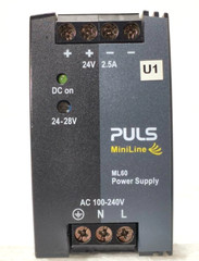 PULS MINILINE ML60.241 POWER SUPPLY 24V 2.5A 60W AC 100-240V DIN RAIL SWITCHING