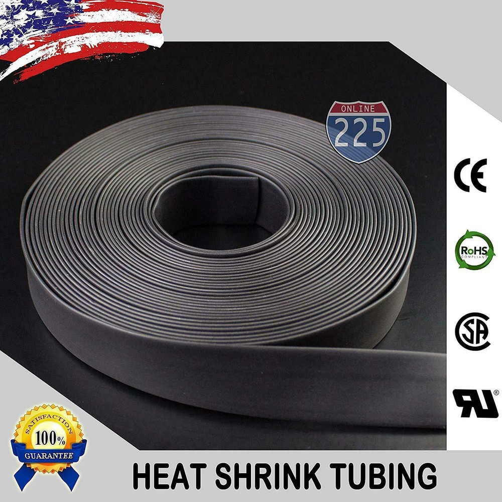 100 FT Feet Black 1 1/4″ 32mm Polyolefin 2:1 Heat Shrink Tubing Tube Cable US UL