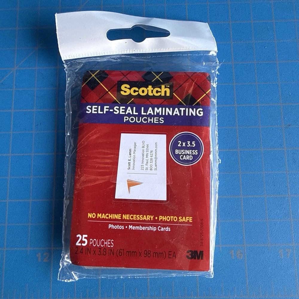 Scotch Self-Sealing Laminating Pouches, 25 Count, 2″ x 3.5″, 9.5 Mil