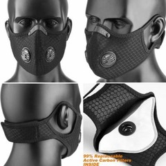 Nylon Mesh Face Mask w/ Replaceable PM2.5 HEPA Carbon Filter (Slate Gray)