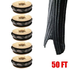5x 50FT 1.5″ Self Closing Cable Sleeve Wrap Sock Braid Flexible Organizer Black