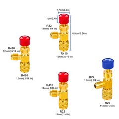 4pcs Air Conditioning Refrigerant Charging Valve, Safety Adapter for R22 R410A