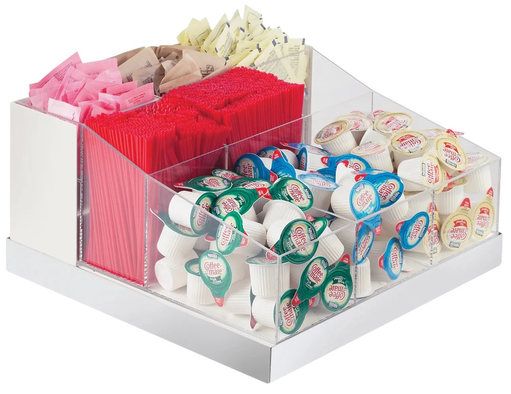 Cal-Mil 3009-55 Luxe 12.25″x 12.25″ x 6.5″ Clear Acrylic Condiment Organizer