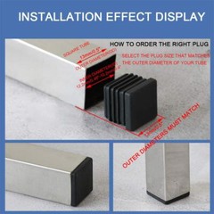 12 Pack 1/2 Inch Square Plastic Plug Inserts End Caps for Square Tubing
