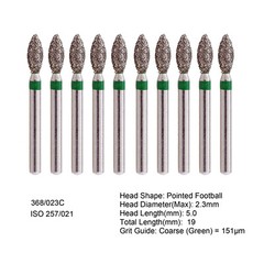 Multi-Use Dental Diamonds Football Egg Bur 368/023C Coarse Grit Friction Grip
