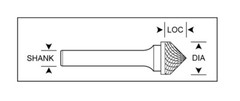 1/8″ Diameter 1/8″ Shank Cone Shape 90° Carbide Burr Single Cut USA SK-42