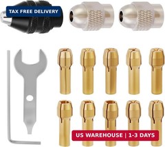 15PCS Keyless Drill Chuck Collet Set 1/32″–1/8″ for Dremel Rotary Tool 4486 Comp