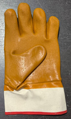 TAN Chemical Resistant PVC Rubber Waterproof Insulated Winter Work Gloves LARGE