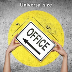 Office Sign with Left Arrow, 8×12 Reflective Aluminum Office Door Signs, UV P…