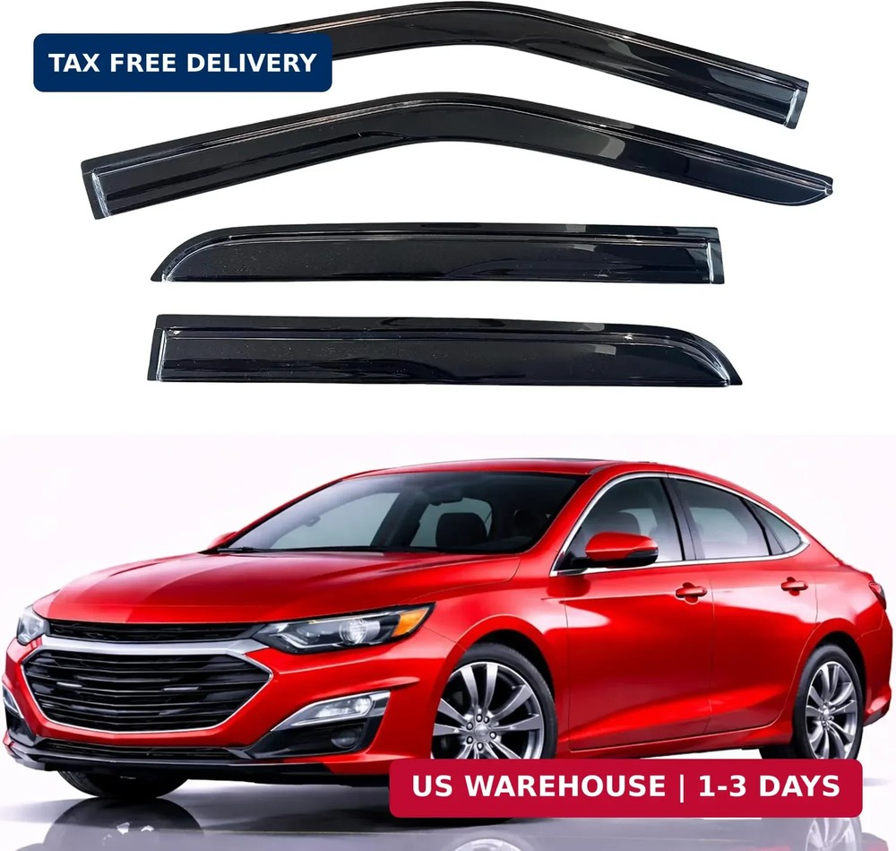 Rain Guards Fit for 2016-2025 Chevrolet/Chevy Malibu, Out-Channel Window Vis